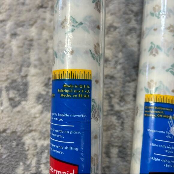 Vintage 1989 Rubbermaid Shelf & Drawer Liner White Brown Floral Design 2 Rolls - Picture 6 of 6